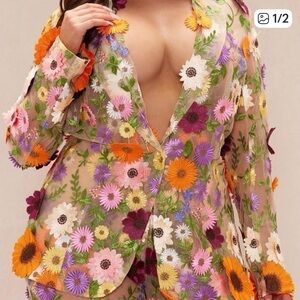 Fashion Nova Floral Sheer Jacket - Multicolor